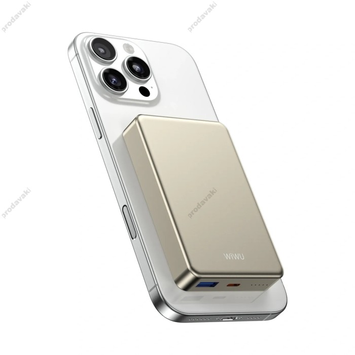 Повербанк портативний акумулятор Power Bank Wiwu P15-1 Magnetic MagSafe магнітний 10000 mAh Gold